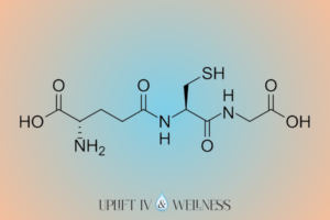 Glutathione molecule structure - essential antioxidant for skin lightening.