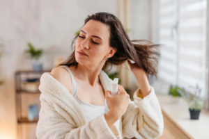 Woman with healthy hair after biotin IV therapy