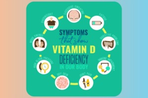 Symptoms of vitamin D deficiency, including fatigue, mood swings, and headaches.